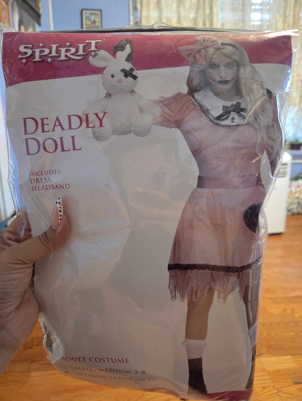 Spirit Pink Striped Deadly Doll Costume Dress with Headband